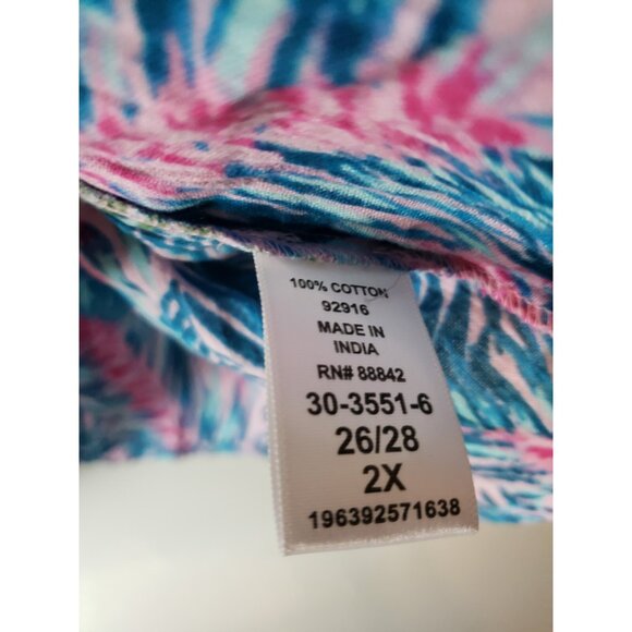 Woman Within Plus 2X Tunic Top Bold Tropical Button Front 100% Cotton Office - Picture 6 of 6